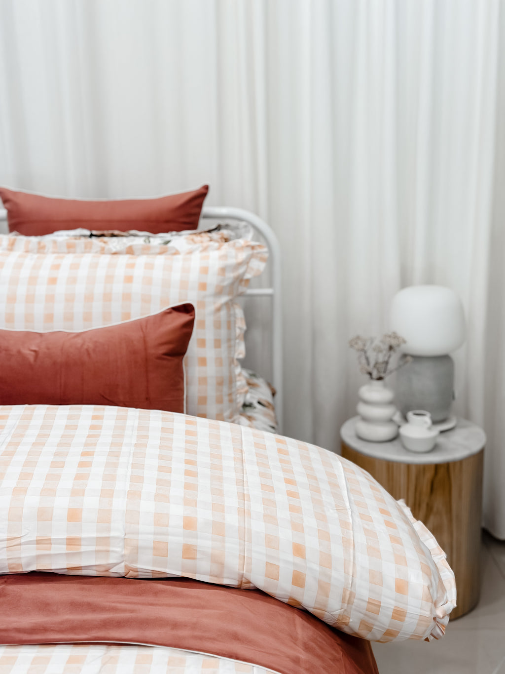 Rust Velvet Lumbar Cushion
