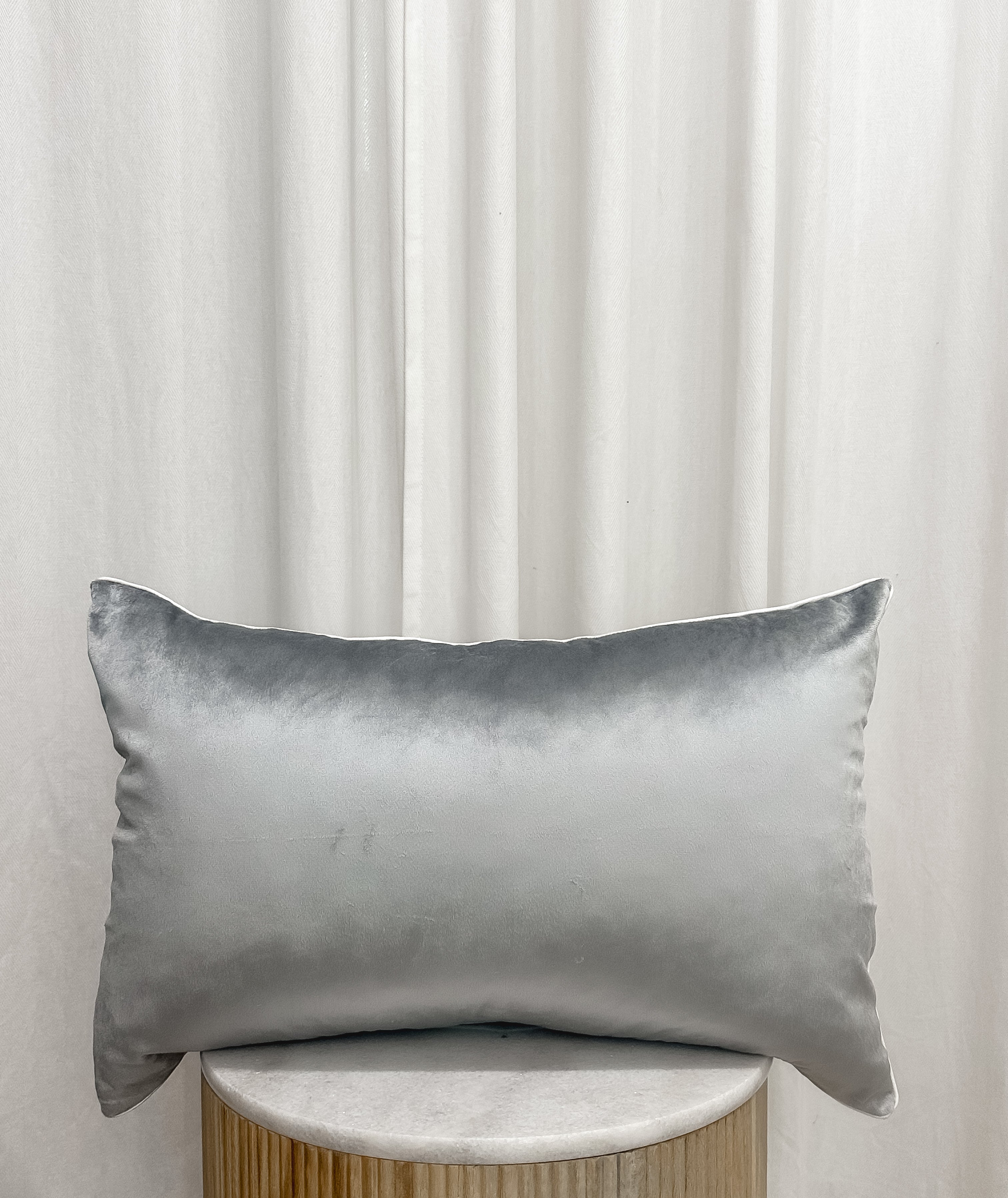 Grey Velvet Lumbar Cushion
