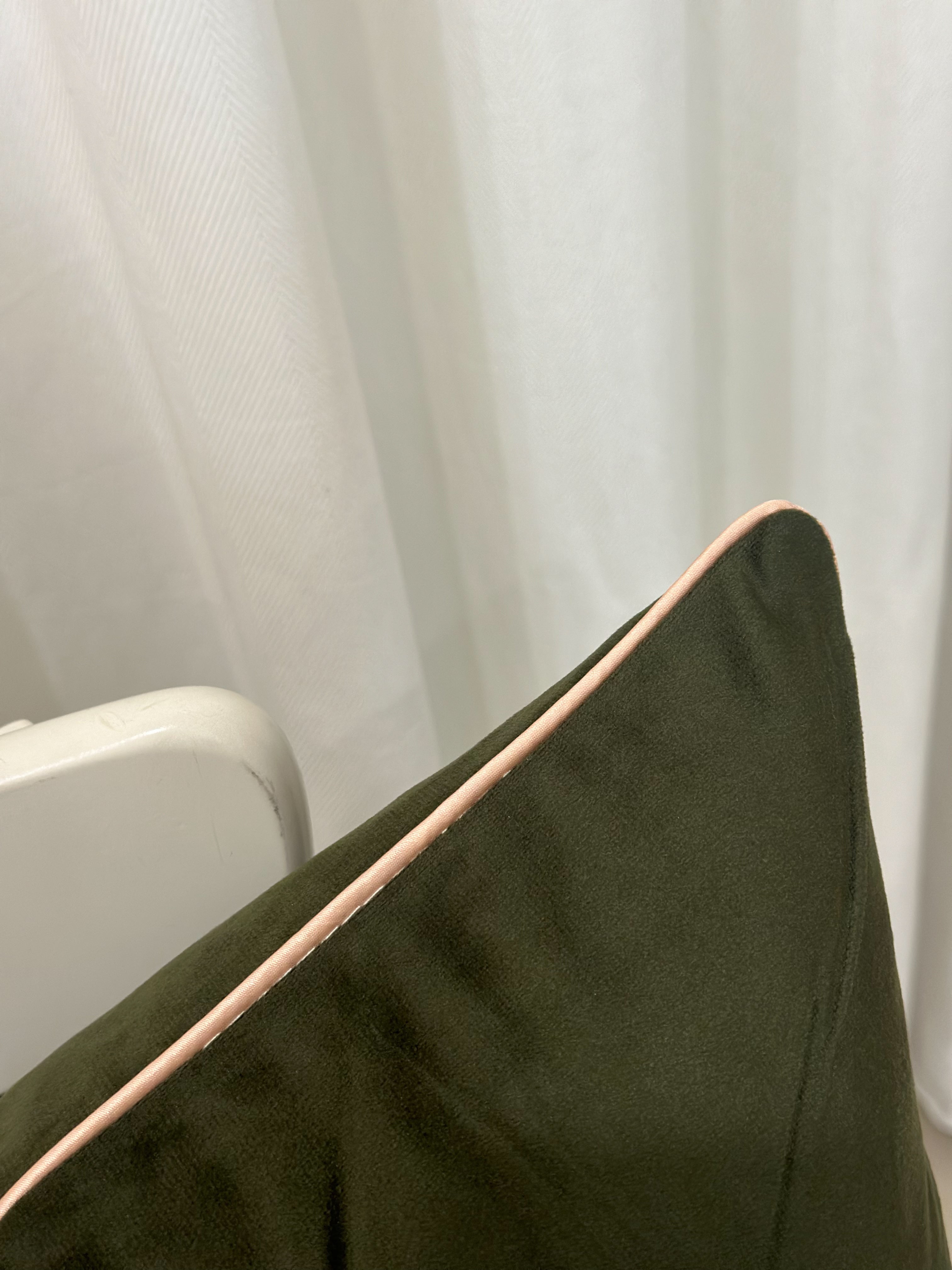 Olive Green Velvet Lumbar Cushion