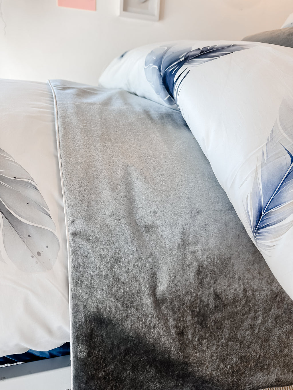 Grey Velvet Throw