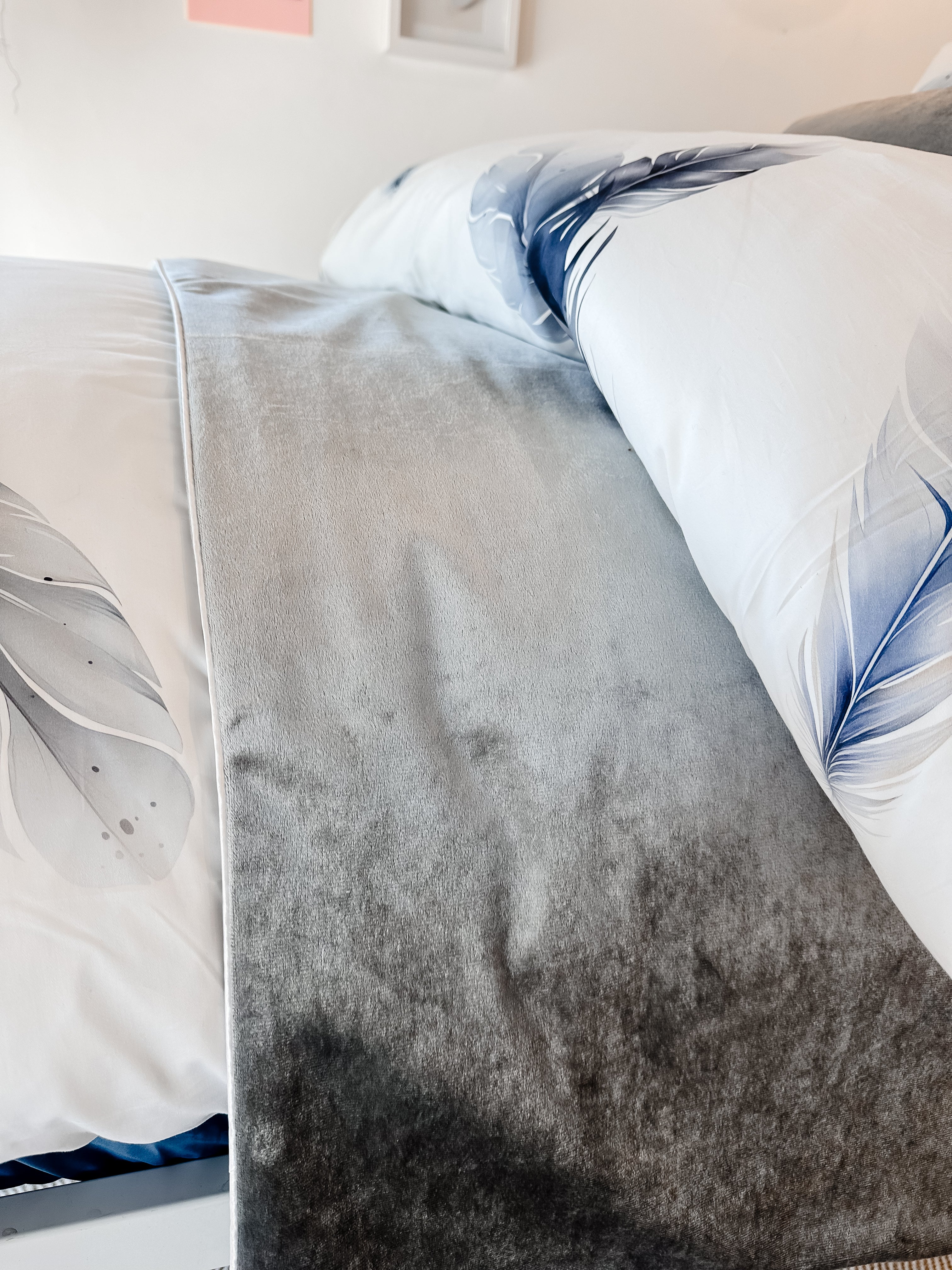 Grey Velvet Throw