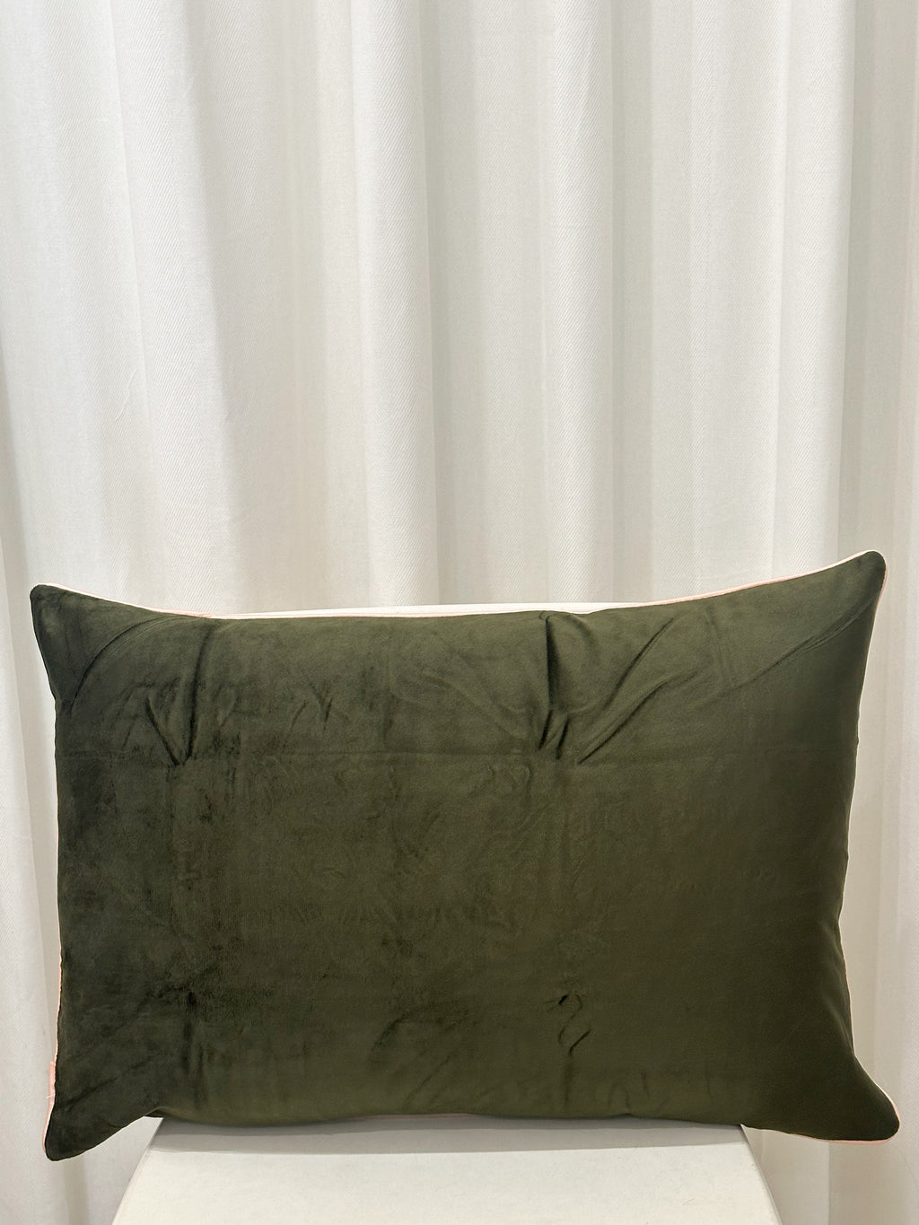 Olive Green Velvet Lumbar Cushion
